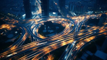 A time-lapse sequence capturing the city's traffic flow, from bustling highways to local streets. Generative AI