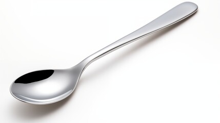 A single silver spoon isolated against a clean white background