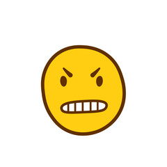 Grimacing emoji. Awkward emoticon with clenched teeth. Yellow face emoji. Popular element