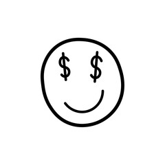 dollar face icon, Money mouth emoji, Dollar eyes, Rich emoji icon