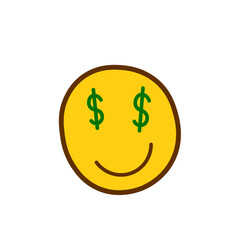 Obraz premium Cute Rich Emoticon on White Background. Isolated Vector Illustration