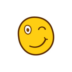 Fototapeta premium Winking face Large size of yellow emoji smile