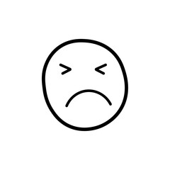 Expressionless emoji. Straight face, emoticon with neutral line eyes and mouth. Yellow face emoji. Popular element.