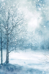 wallpaper of a Elegant Winter watercolor image , with empty copy space