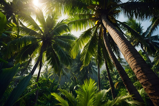 Coconut trees, palm trees wallpaper, tropical background