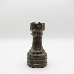 Chess Piece, Castle, Rook, Grey Marble, White Background