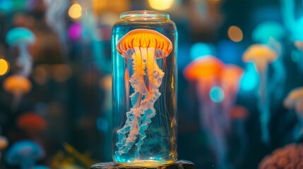 jellyfish in a glass jar.