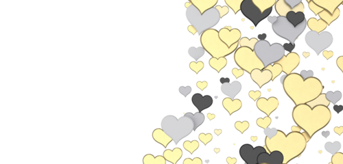 colorful flying hearts on a blue background. 3d