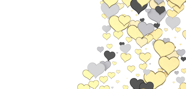 colorful flying hearts on a blue background. 3d