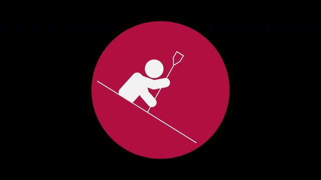 Pictograma de los Juegos Ol&iacute;mpicos en el centro con el deporte pirag&uuml;ismo en eslalon con alpha en un circulo rojo
