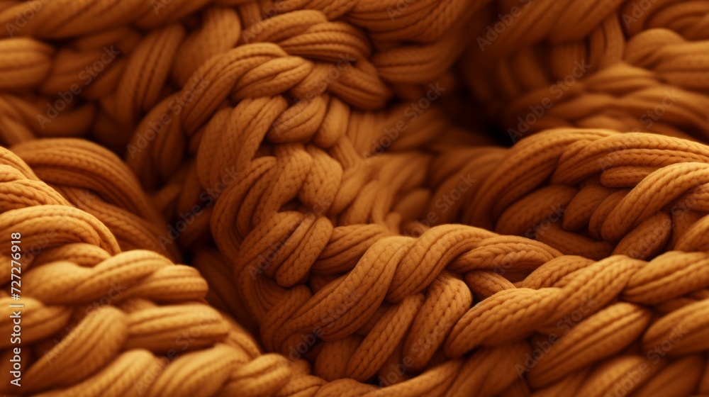 Poster Knitted and intertwined texture of yarn. Generative AI