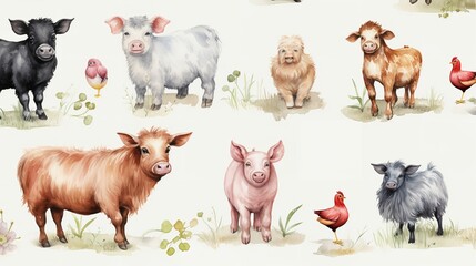 Cute Cartoon Farm Animals - 8K/4K Photorealistic Illustrations

