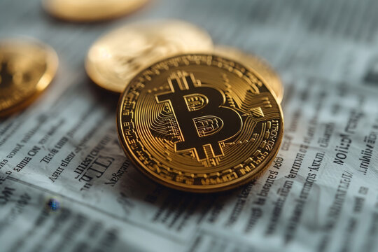 Bitcoin Cryptocurrency on Financial Newspaper
A close-up image of a golden Bitcoin on top of a financial newspaper, representing the intersection of cryptocurrency and traditional finance.
