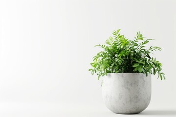 Decoration plant on concrete pot isolated on white background