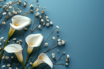 Beautiful flowers calla lily grace the scene, leaving room for creativity