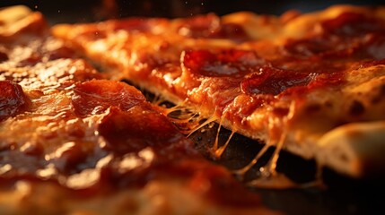 Close Up of a Slice of Pepperoni Pizza