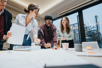 Diverse multigenerational team engaged in business meeting at office.