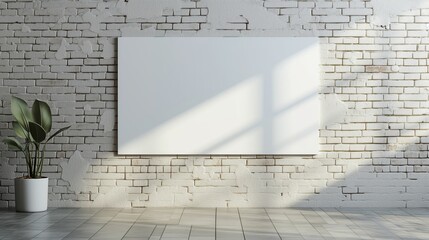 Mockup  blank poster on vintage brick wall background