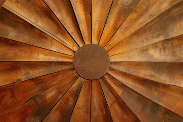 Detail of sunburst pattern on wood doors