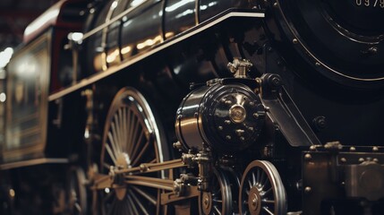 Fototapeta premium Close Up of a Train on a Train Track