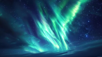 Obraz premium Beautiful night sky with colourful northern lights. Polar aurora, natural effect