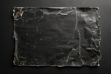 Damaged black cardboard photo with grunge texture.