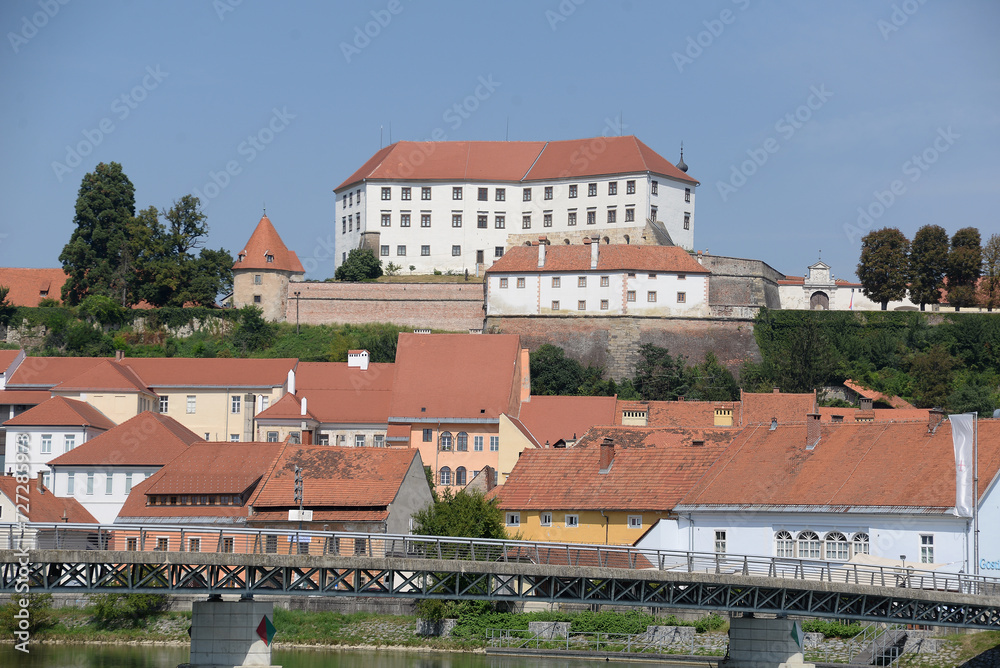 Canvas Prints Drau und Schlossberg in Ptuj, Slowenien