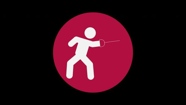 Pictograma de los Juegos Ol&iacute;mpicos en el centro con el deporte esgrima con alpha en un circulo rojo