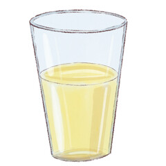 Glass of yellow juice isolated on white background.