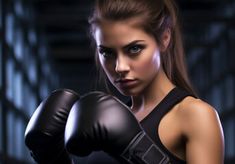 Woman playing kickboxing in sportswear. Sport and healthy life. AI generated