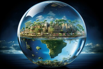 Glass sphere, a captivating visual depicting the richness and diversity of life on planet earth