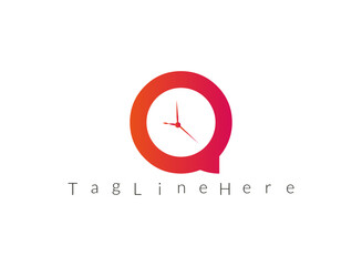 Q Latter Clock logo. This logo can be used for watchmakers design