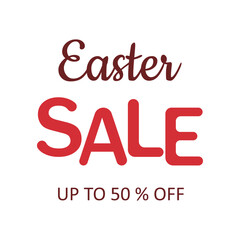 Text Easter sale on a transparent or white background. Isolated element. Lettering close up to decorate sale design. Vector flat illustration for banner and flyer.