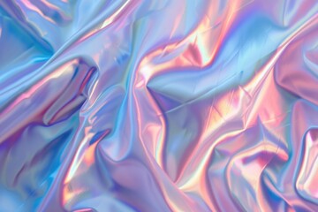 Obraz premium Colorful holographic abstract background with pearlescent foil and rainbow fabric.