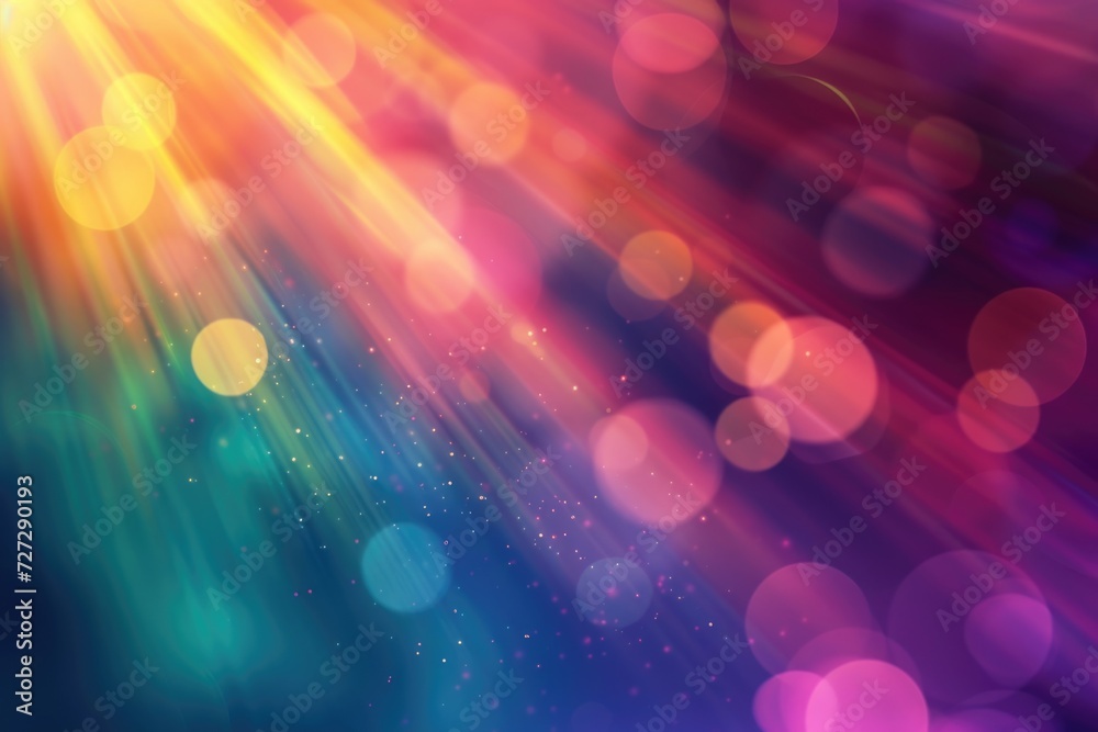 Wall mural blurred refraction light with bokeh overlay effect.