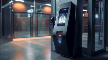 Parking Meter in Front of Glass Door