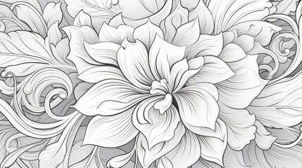 A Black and White Drawing of a Flower