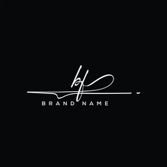 BF letter beauty handwriting vector logo. 