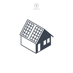 House with Solar Panel Icon symbol vector illustration isolated on white background