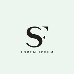 SF letter logo design. SF polygon, circle, triangle, hexagon, flat and simple style with white color variation letter logo set in one artboard. SF minimalist and classic logo. SF
