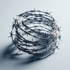 barbed wire on white background
