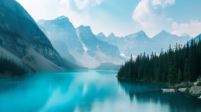 Lake in the Mountains - Canadian Beauty in Artistic Style

