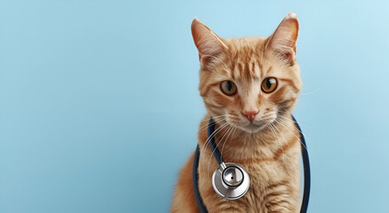 Obraz premium Friendly cat with stethoscope