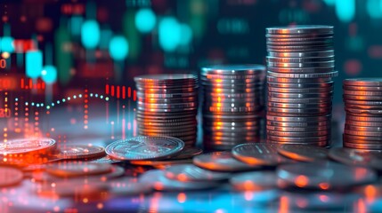 Futuristic Financial Trading Dashboard with Graphs and World Map on a Computer Monitor