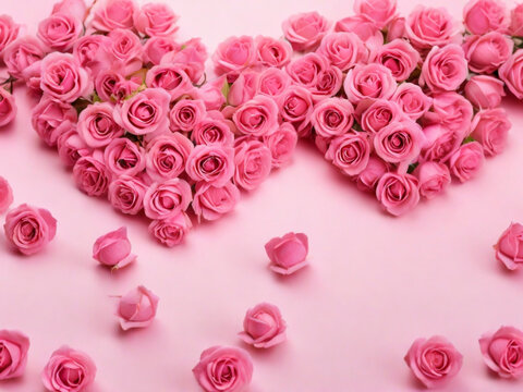 Romantic valentine's day pink heart on a pink background  ai image 