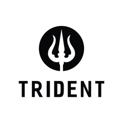 Trident Neptune God Poseidon Triton King Spear or Devil Spear logo design