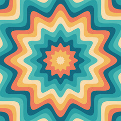 Colorful psychedelic groovy background. Abstract optical retro trippy flower vector illustration.