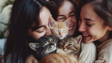 cats receiving hugs from all members of the family, from children to elders, marking National Hug Your Cat Day