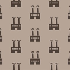 Smart factory seamless pattern isolated on brown background