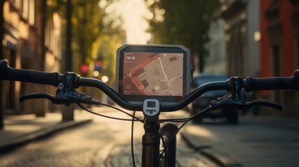 Close-Up of Bike Handlebar With GPS Device